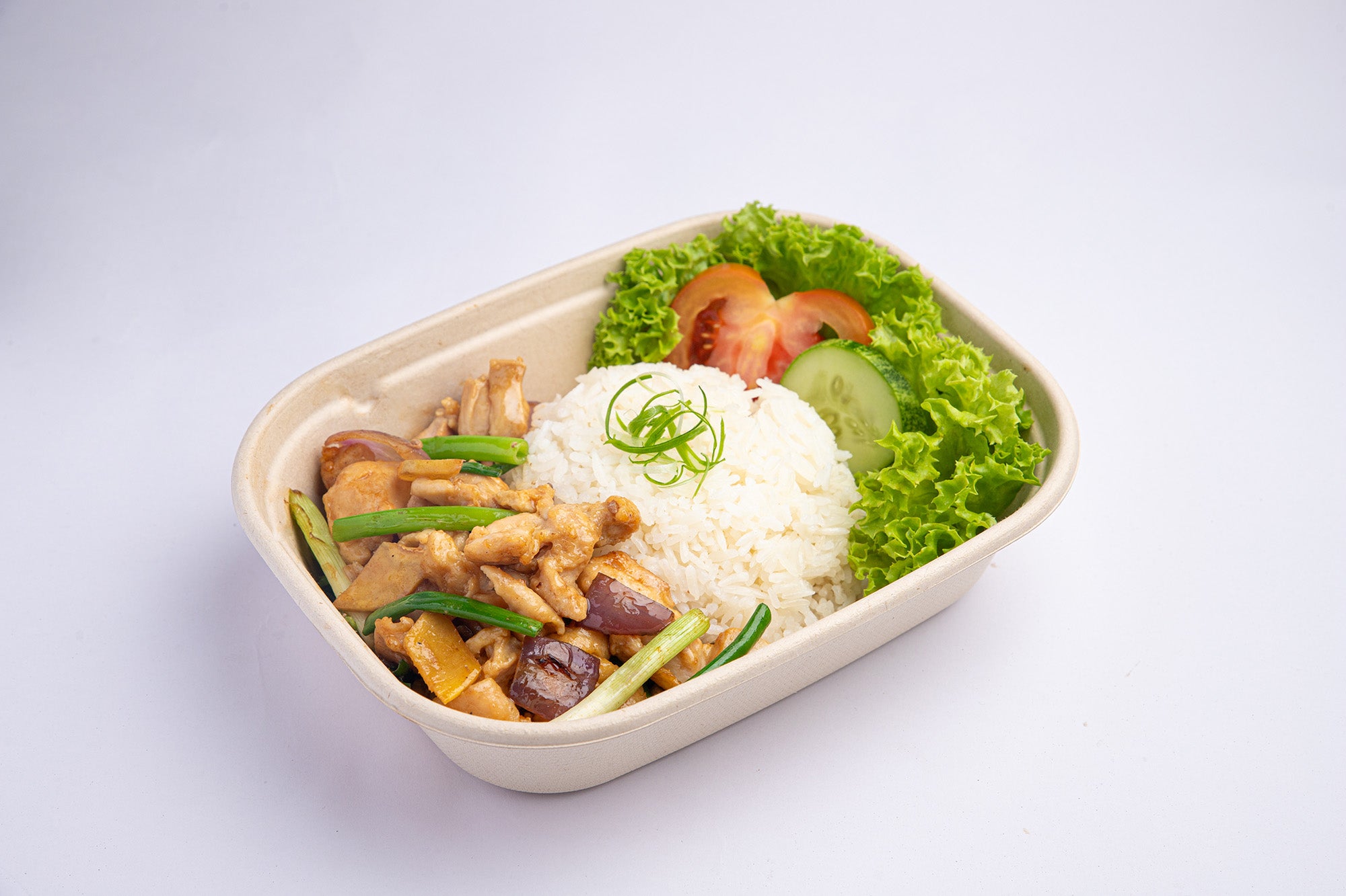 Stir-Fried Ginger and Onion Chicken Rice Bowl